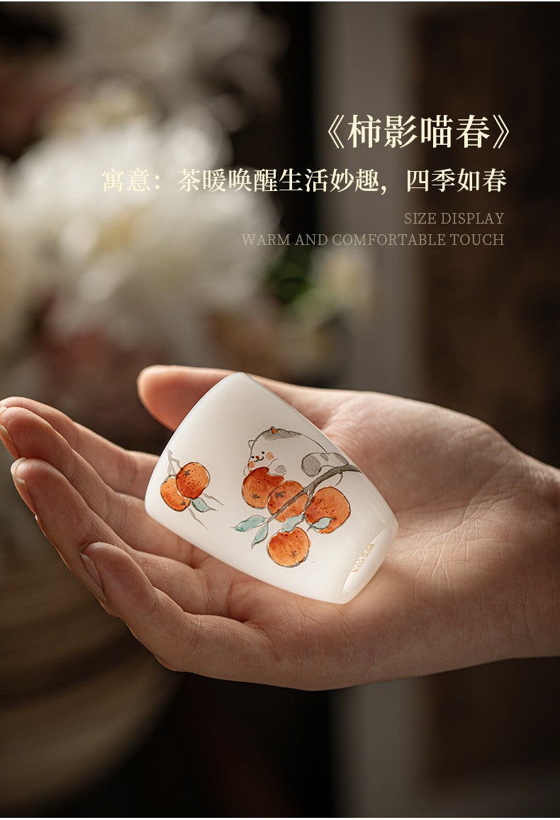 白皙萌猫柿子杯-柿影喵春