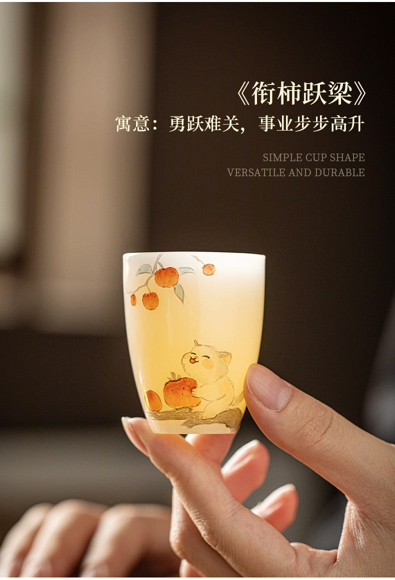 白皙萌猫柿子杯-柿影喵春