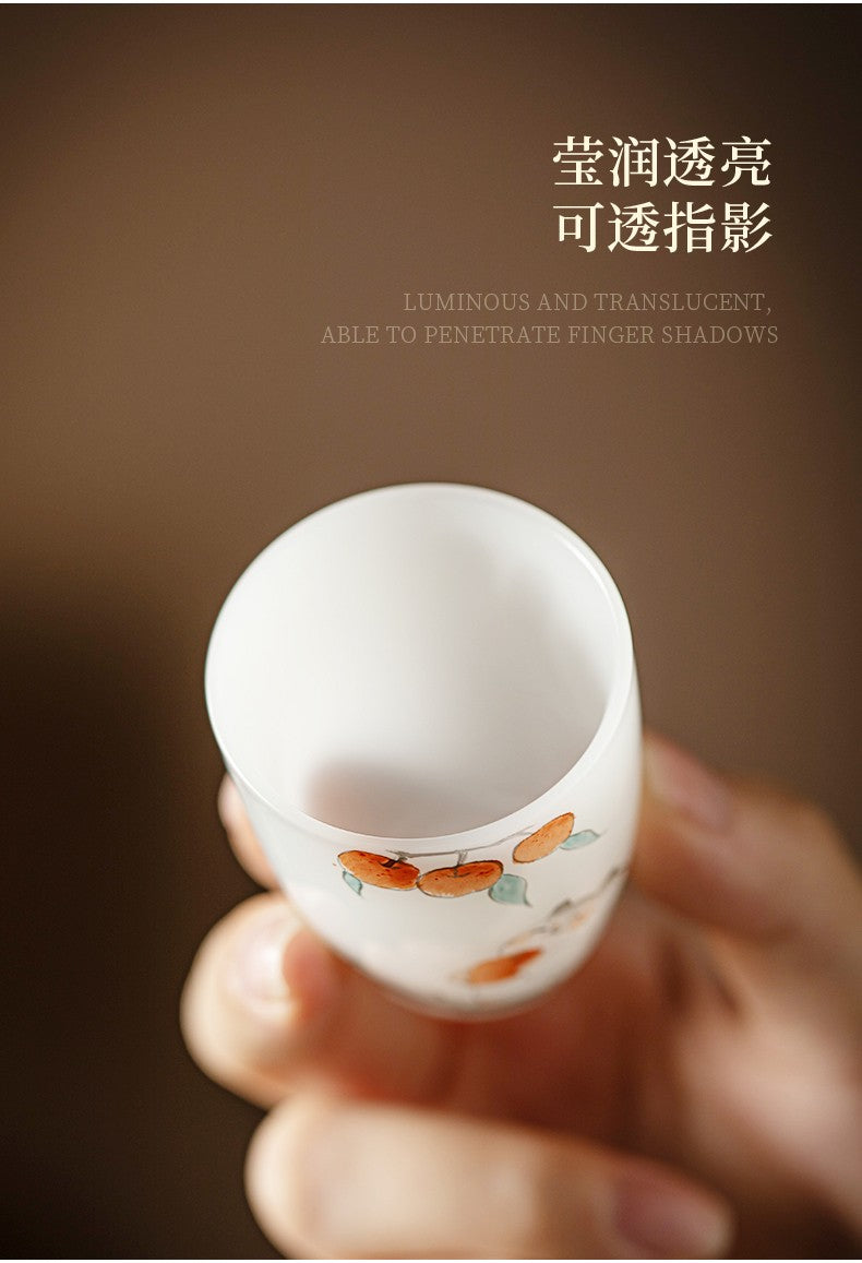 白皙萌猫柿子杯-金爪纳财