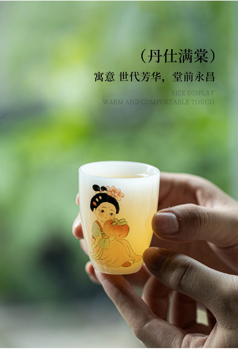 白皙仕仕如意杯-丹仕满堂