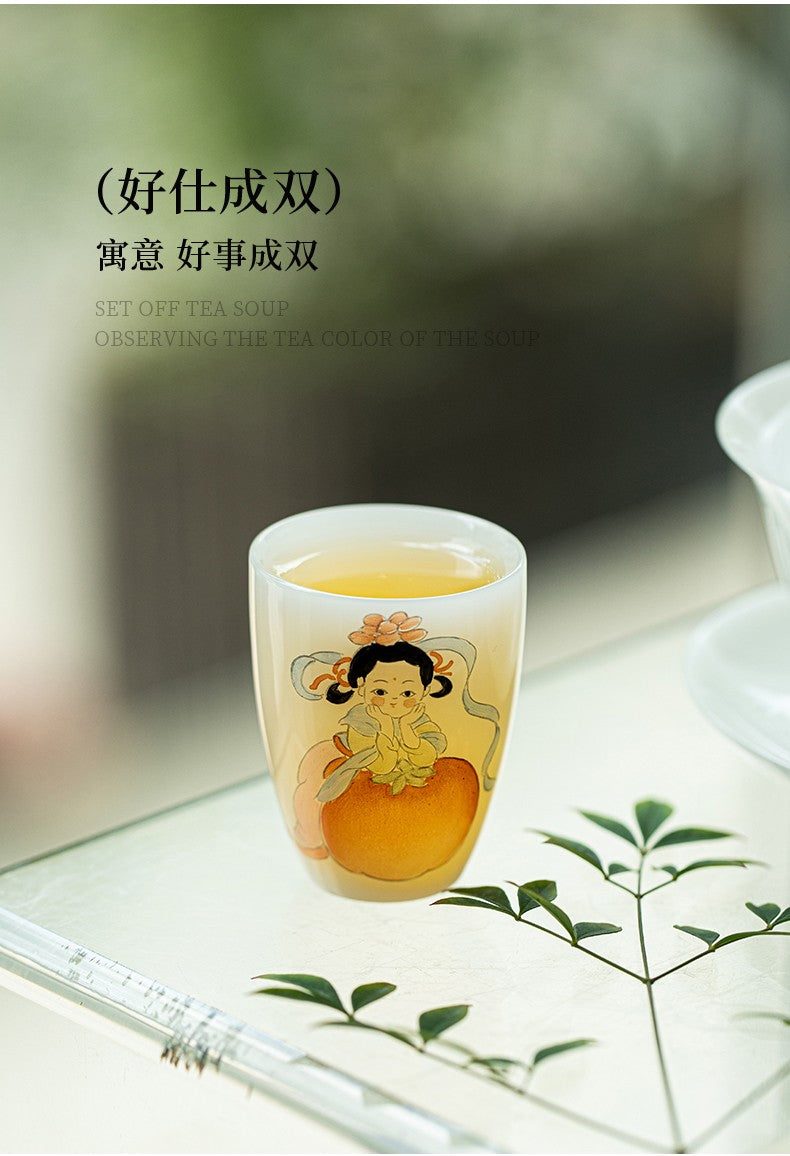 白皙仕仕如意杯-丹仕满堂