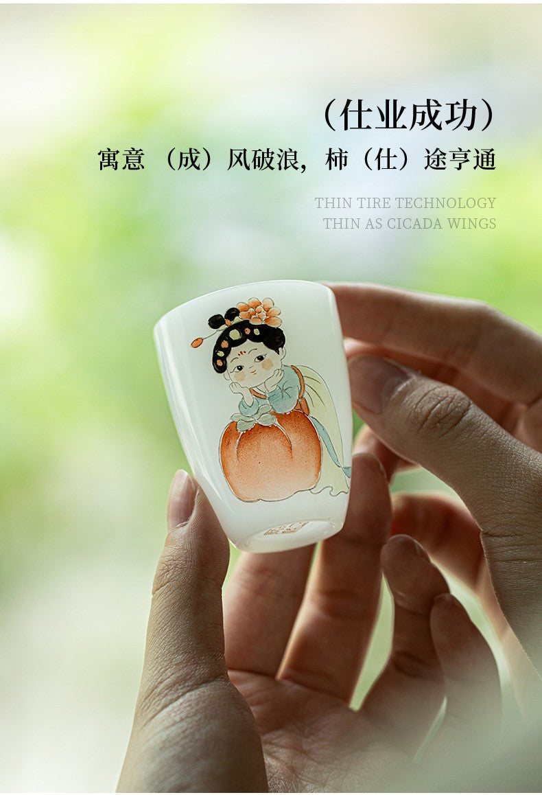 白皙仕仕如意杯-丹仕满堂