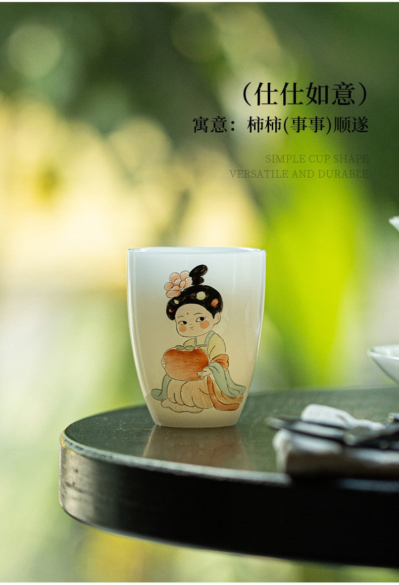 白皙仕仕如意杯-丹仕满堂