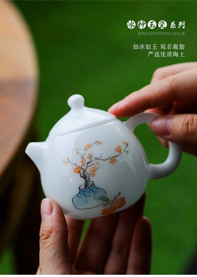 手绘龙蛋壶-柿柿如意