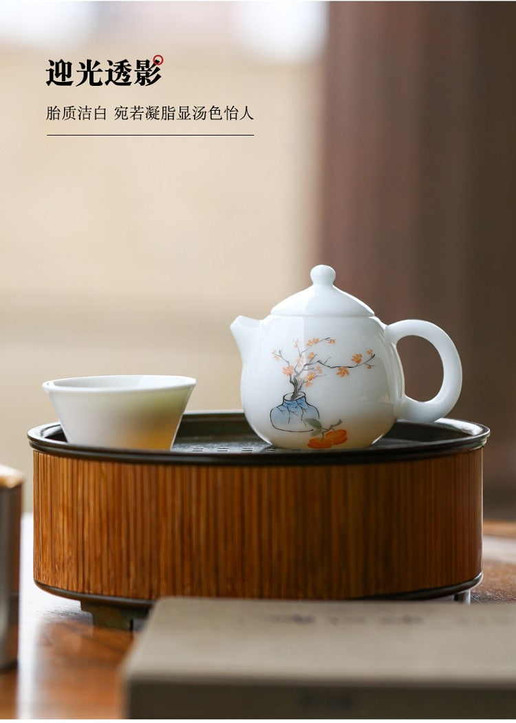 手绘龙蛋壶-柿柿如意