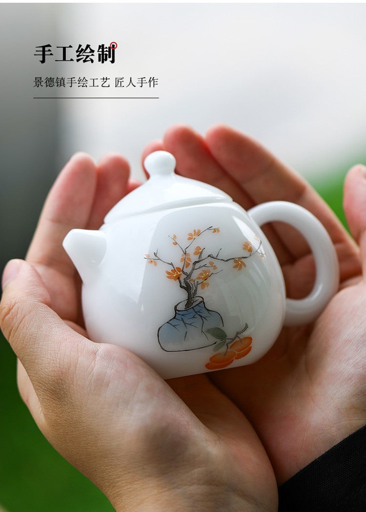 手绘龙蛋壶-柿柿如意