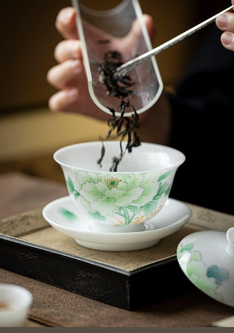 PJ手绘盖碗款式53-苍翠欲滴