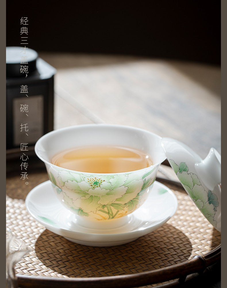 PJ手绘盖碗款式53-苍翠欲滴