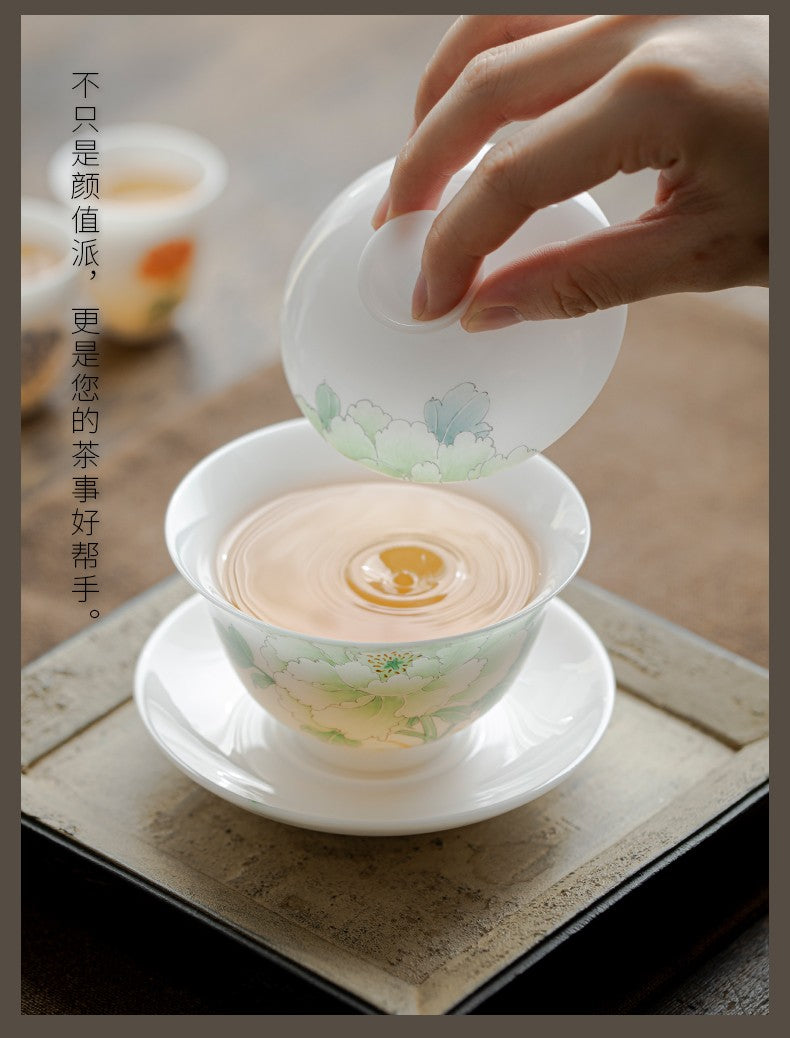 PJ手绘盖碗款式53-苍翠欲滴